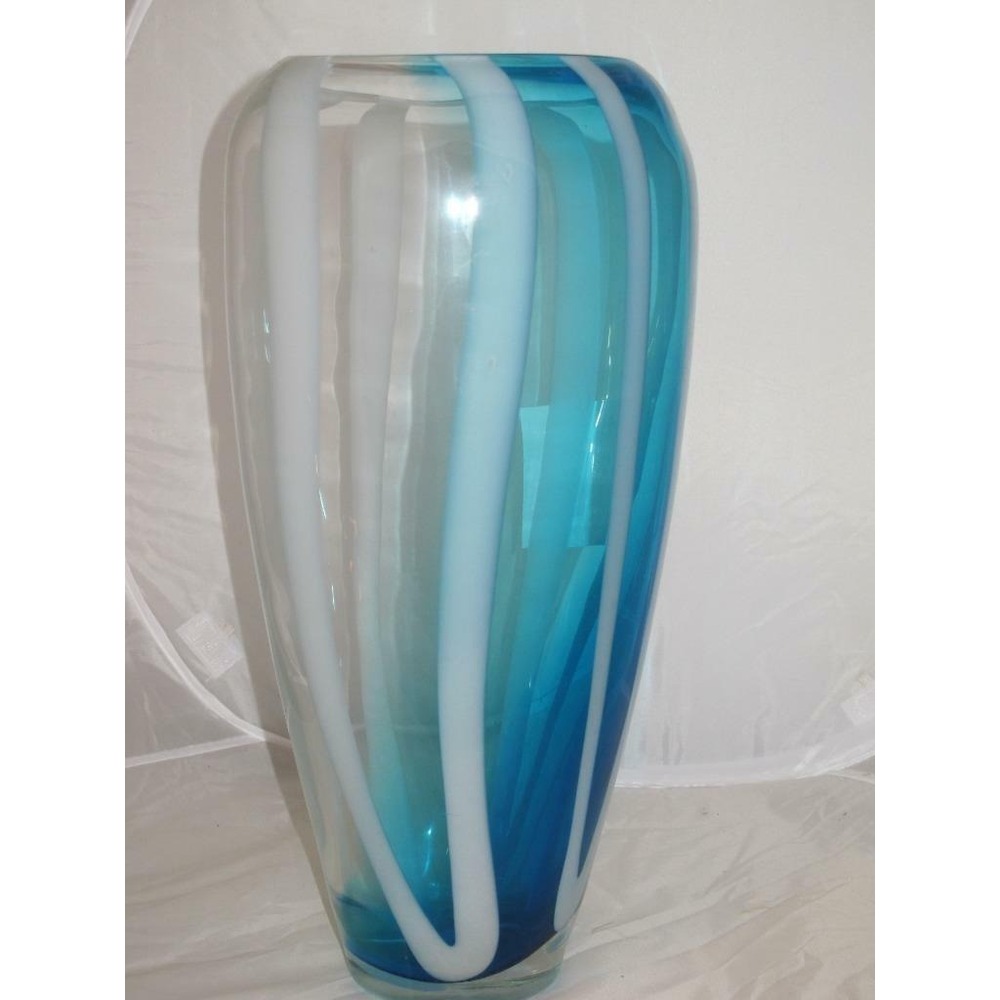 Lenox Seaview Stripe‎ 15" Urn Vase Blue
